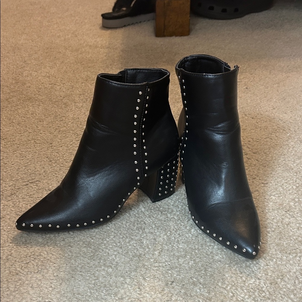 Sleek Black Studded Ankle Booties
